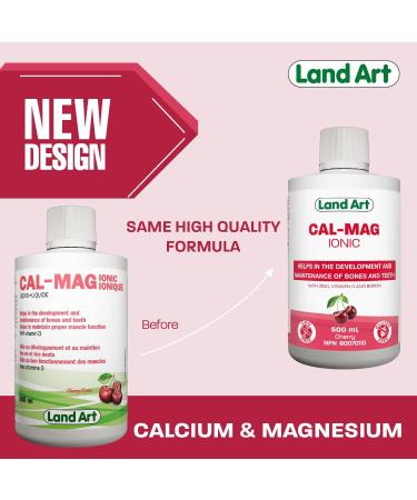 Liquid Ionic Calcium Magnesium Formula with Vitamin D Vitamin C and Zinc - Maintain Healthy and Stronger Bones - 500ml - Cherry Flavor - Non-GMO Gluten Free Sugar Free - Made in Canada - Buy Online on GoSupps.com