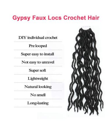 Wavy Gypsy Locs Crochet Hair 12 Inch 8 Packs/Lot Ombre Goddess Wavy Faux Locs Synthetic Braiding Hair | Short Dreadlocs Hair Extensions (Black 1B) - 12 Inch (Pack of 8) - Buy Online on GoSupps.com