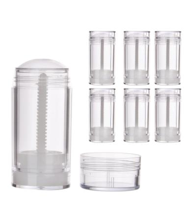COSIDEA 6pcs Clear Round empty 75g / 2.5OZ deodorant containers Bottom Filling large twist up tubes for hair wax chapstick bottle 75g/2.5oz Clear