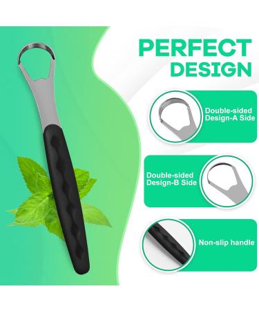 Tongue Scraper - Stainless Steel Tongue Cleaner for Adults & Kids | Travel Case Included | Reduce Bad Breath | Black - Buy Online on GoSupps.com