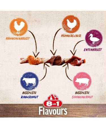 8in1 Triple Flavour Chew Sticks for Dogs - Extra Meat Chew Snacks 113g Bag (Approx. 6 Pieces) - International Shipping Available - Buy Online on GoSupps.com