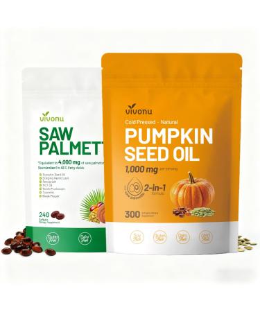 VivoNu Pumpkin Seed Oil with Saw Palmetto Capsules - Supports Prostate Health Relieves Urination Issues Supports Hair Growth DHT Blocker