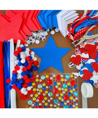 Winlyn 18 Sets 4th of July Patriotic Kids Crafts Kit - DIY Star Ornaments & Decorations with Foam Shapes and Stickers - Buy Online on GoSupps.com