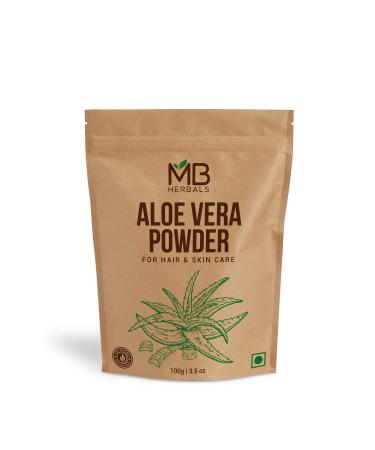 MB Herbals Aloe Vera Powder 100g / 3.5 oz | Aloe barbadensis Powder | Natural Skin Moisturizer | Promotes Hair Growth | for External Use Only
