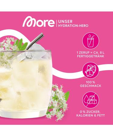 More Zerup Elderflower 65ml - Sugar-Free Vegan Syrup for 8L Drink | Zero Calories | Made in Germany - Buy Online on GoSupps.com