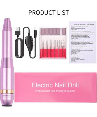 Portable Electric Nail Drill with 6Pcs Nail Drill Bits and 6 Sanding Bands Professional for Acrylic Gel Manicure Professional Nail Salon Supplies Manicure - Buy Online on GoSupps.com