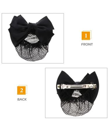 KALLORY French Barrette Hair Bun Net Mesh Cover Bowknot Hair Clip for Women (Black) - 11.5*7cm - Buy Online on GoSupps.com