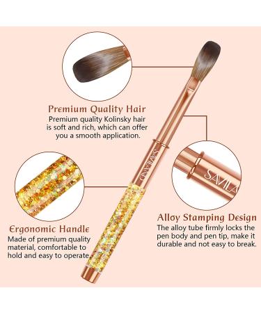 Saviland Size 12 Kolinsky Acrylic Nail Brush - Professional 100% Pure Kolinsky Oval Brush with Golden Handle and Rhinestone Accent - Ideal for Acrylic Application - Nail Art Tool - Buy Online on GoSupps.com