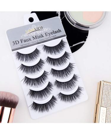LASHVIEW 3D Faux Eyelashes - Natural Look Wispies, Soft & Reusable | 5 Pair Pack - Buy Online on GoSupps.com