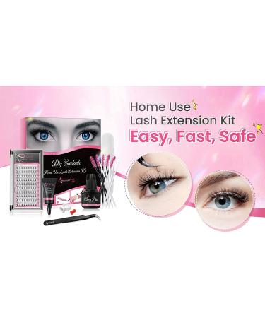 Beauty7 DIY Eyelash Extension Kit - Beginner Lash Kit for At-Home Application - 10D Cluster Lashes with Remover Cream, Adhesive Glue, and Curved Tweezer - Buy Online on GoSupps.com