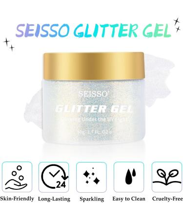 Buy White Glow in the Dark Body Glitter Gel - UV Neon Body Makeup for Festivals Parties & Raves - Buy Online on GoSupps.com