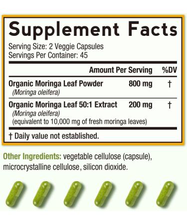 Buy Doctor's Recipes Organic Moringa 10 800 mg - Pure Superfood Non-GMO Vegan Caps | Natural Antioxidant Support - Buy Online on GoSupps.com