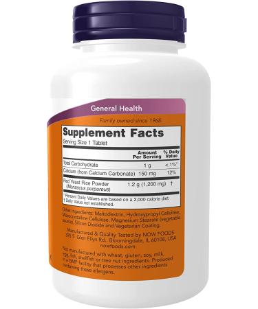 Now Foods Red Yeast Rice 1200 mg - 120 Tablets for Heart Health - Buy Online on GoSupps.com