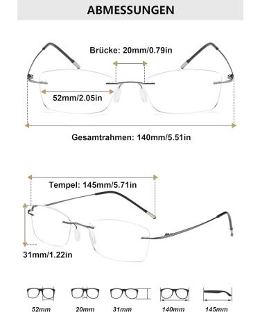 Buy Lanomi Marginal Reading Glasses with Blue Light Filter - Ultra Light Metal Frameless for Men & Women - Classic Gunmetal 1.5 Diopters - Buy Online on GoSupps.com