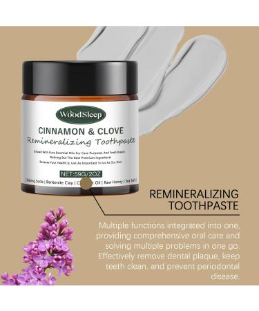 WoodSleep Cinnamon & Clove Remineralizing Toothpaste with Bentonite Clay Natural Essential Oils Baking Soda Coconut Oil Raw Honey Sea Salt 2oz - Buy Online on GoSupps.com