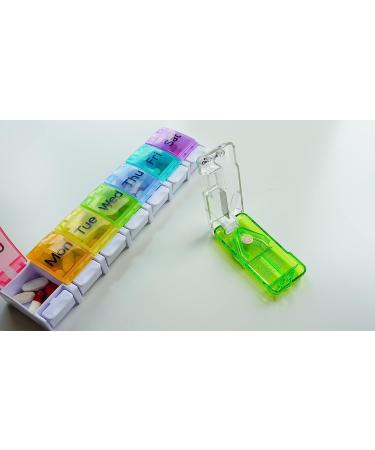 Ezy Dose Stainless Steel Pill Cutter and Splitter with Dispenser | Travel-sized | Cuts Pills, Vitamins, Tablets | Colors Vary - Buy Online on GoSupps.com