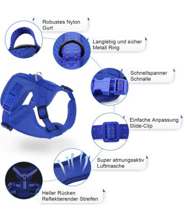Supet Cat Dishes & Leash Set - Blue Swinging Kitten Harness with Reflective Stripes | Universal Fit for Cats/Puppies (44.5-49.5 cm) - Buy Online on GoSupps.com