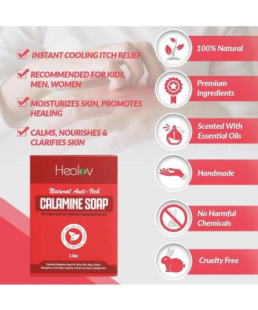 Calamine Soap Bar for Itching Relief | All-Natural Anti-Itch Cleansing for Eczema Insect Bites & More - Buy Online on GoSupps.com