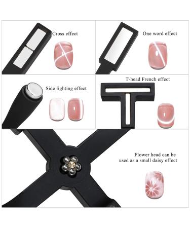 12Pcs Cat Eye Nail Art Magnet Tools Kit - 5 in 1 Magnet for 3D Gel Polish - DIY or Salon Use - Pink - Buy Online on GoSupps.com