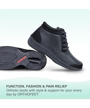 Orthofeet Women's Orthopedic Leather Milano Lace Up Boots 8 Wide - Supportive and Stylish Boots for Comfort - Buy Online on GoSupps.com