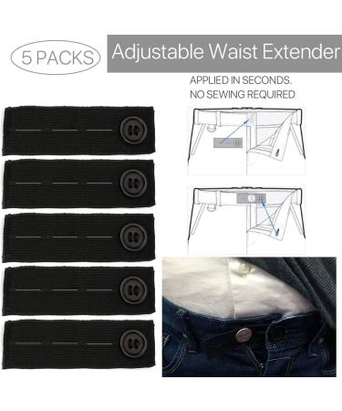 Elastic Waist Extenders 5 PCS - Adjustable Button Extenders for Pants & Jeans | Perfect for Pregnant Women - Black Style 3 - Buy Online on GoSupps.com