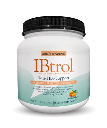 IBtrol 3 in 1 IBS Gut Health Supplement with Psyllium Prebiotic and Probiotics Manages IBS Symptoms Gas Bloating Diarrhea Constipation Abdominal Pain 60 Servings (Natural Orange Flavor)