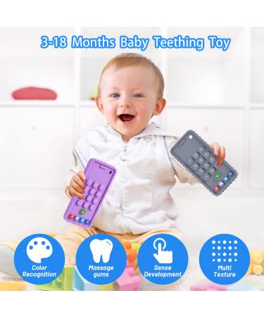 Besosay Baby Phone Teething Toy: Soft Silicone Cell Phone Teether for Babies 0-12 Months Grey | Baby Fidget Toy & Pacifier for Breastfeeding - Buy Online on GoSupps.com