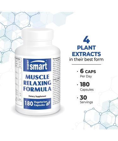 Supersmart Muscle Relaxing Formula with Magnesium Calcium Valerian Root - Natural Muscle Relaxer Supplement - 180 Vegetarian Capsules - Buy Online on GoSupps.com