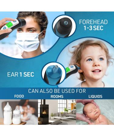 iProven Digital Thermometer with Fever Indicator - Temporal and Ear Measurements Accurate and Fast Reading For Adults and Kids - DMT-489 Black - Buy Online on GoSupps.com