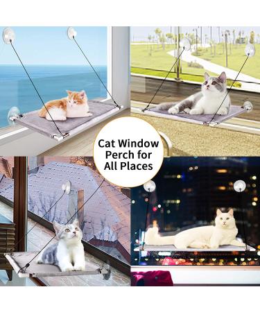 Pueikai Cat Hammock Window Perch for Large Cats | Sturdy & Space-Saving Resting Seat | Holds up to 50 lbs | Easy Assembly | Single Layer Grey - Buy Online on GoSupps.com