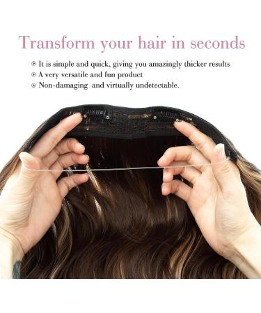 Invisible Wire Hair Extension 12 inch Wavy Light Ash Brown with Highlights - Synthetic Clip in Hair Pieces for Women - Buy Online on GoSupps.com
