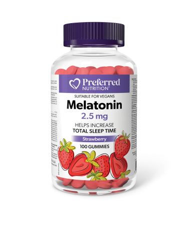 Preferred Nutrition Melatonin 2.5mg Gummies 100 Strawberry Flavoured Gummies For Sleep Support Vegan 100 count (Pack of 1) 2.5 mg - Strawberry Flavor