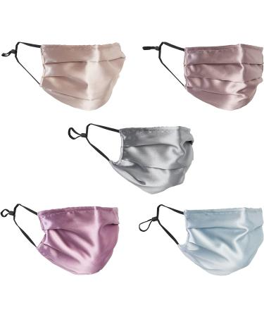 HABAC STUDIO Pack of 5 Satin Silk Face Masks Reusable Cover Bandana Balaclavas Face Masks Washable UK Black Face Mask with Nose Wire Pleated Face Mask for Women Men Adjustable. Pastels - Buy Online on GoSupps.com