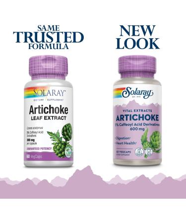Buy SOLARAY Artichoke Leaf Extract 600mg - Potent Liver & Digestive Support Lab Verified 60 VegCaps (Pack of 2) - International Shipping Available - Buy Online on GoSupps.com