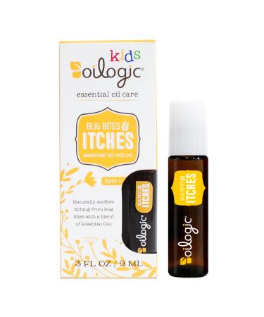 Oilogic Kids Bug Bites & Itches Roll-On Essential Oil - Gentle & Safe Aromatherapy Blend  100% Pure Essential Oils (Tea Tree  Citronella & Spearmint Oil) Diluted with Castor & Jojoba Oil for Kids
