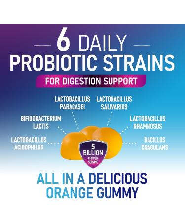 Probiotic Gummies 5 Billion CFU - Top 6 Pro Biotic Strains - Daily Probiotic Gummy Supplement for Women Men & Teens - Natural Digestive Health Good Gut & Immune Support - Orange Flavor - 120 Count 120 Count (Pack of 1) - Buy Online on GoSupps.com