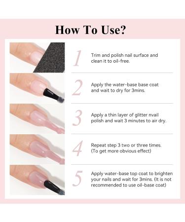 Fast Drying Holographic Nail Polish 12ML | Sheer Nude High Coverage Water-Based Lacquer - No UV/LED Required | ZJY020 - Buy Online on GoSupps.com