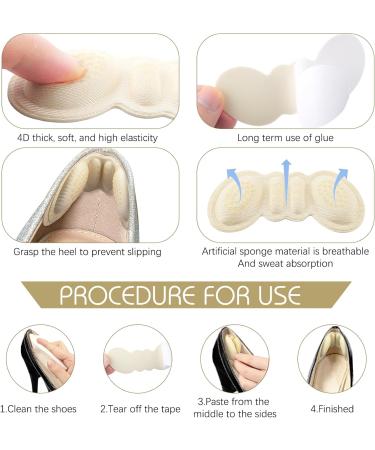 8 Pairs Anti-Slip Heel Pads for Loose Shoes | Heel Grips for Men & Women | Cushioned Inserts to Prevent Rubbing & Blisters - Black & Beige - Buy Online on GoSupps.com