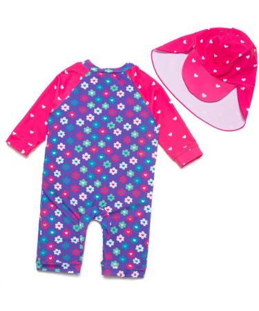 BONVERANO Baby Girls Swimsuit | Full-Length Zipper One Piece Swimwear | UPF 50+ Sun Protection | Purple | 6-9 Months - Buy Online on GoSupps.com
