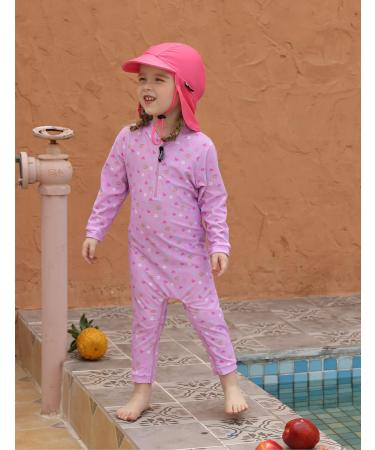 UV Protection Baby Girl Swimming Costume with Sun Hat - Fish Scales Rose Red - Buy Online on GoSupps.com