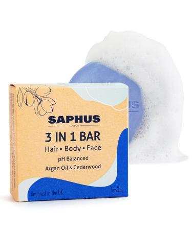 3-in-1 Shampoo Conditioner & Body Wash Bar for Hair Body Face Beard | Moisturizing & Cleansing for Men Women Kids | pH Balanced Travel Friendly Sulfate Free 3oz