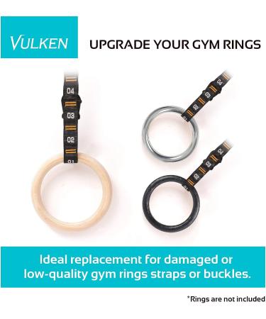 Vulken Adjustable Gymnastic Rings Straps with Steel Carabiners - Numbered & Easy Set Up | One Pair - Buy Online on GoSupps.com