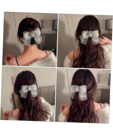 minkissy Hairpin Large Barrettes Ribbon Back Hair Bowknot Clip Alligator Barrettes Bow Hair Clip Hair Jaw Clips Ribbon Hair Pins Korean Hair Claw Pearl Gray Makeup Wedding Girl - Buy Online on GoSupps.com
