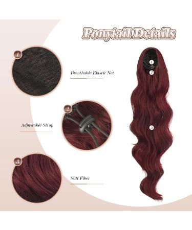 FESHFEN Curly Wavy Long Red Clip-In Ponytail Extension - 60cm Synthetic Hairpiece for Women and Girls - Buy Online on GoSupps.com