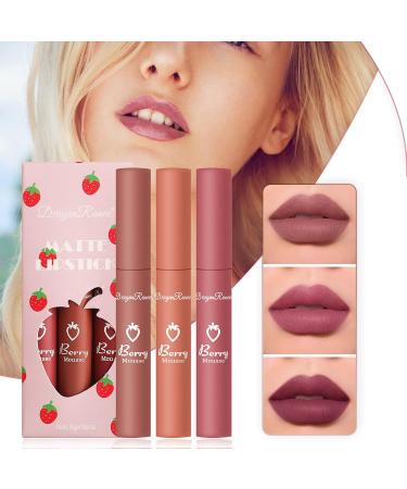 3 Pack Waterproof Nude Liquid Lipstick - Long-lasting Moisturizing Gloss | Non-Stick Lip Color - Make-Up #04 - Buy Online on GoSupps.com