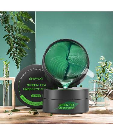 Green Tea Under Eye Patches - 30 Pairs Matcha Eye Mask with Hyaluronic Acid for Dark Circles & Puffiness - Anti-Aging Treatment Gel - Buy Online on GoSupps.com