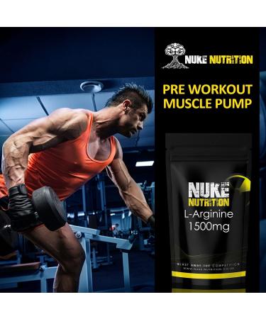 Nuke Nutrition L Arginine Capsules 1500mg - 365 Count - Nitric Oxide Supplement for Muscle Strength & Endurance - Pre Workout Energy Pills - Buy Online on GoSupps.com