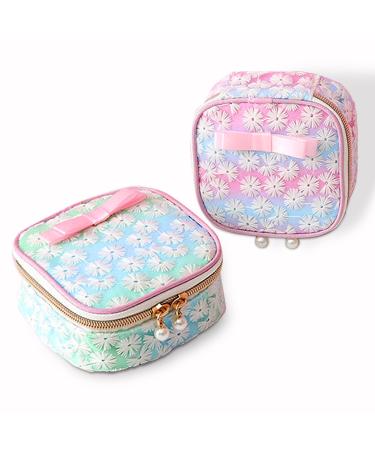 Sanitary Napkin Storage Bag Portable Menstrual Cotton Pad Storage Holder Travel Menstrual Period Sanitary Pouch Tampons Bag Suit for Lace Pearl Decoration Women's Personal Item Coin Purse Makeup(2Pc)