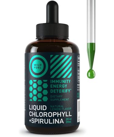 Wild Fuel Liquid Chlorophyll Drops with Spirulina - Immune Support Supplement - Natural Lemon Flavor - 2 oz Bottle - Buy Online on GoSupps.com