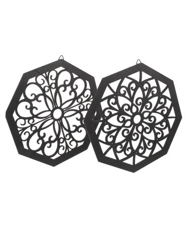 Alipis 2pcs Office Wooden Dining Three-dimensional Hollow Geometric for Modern Background Flower Home